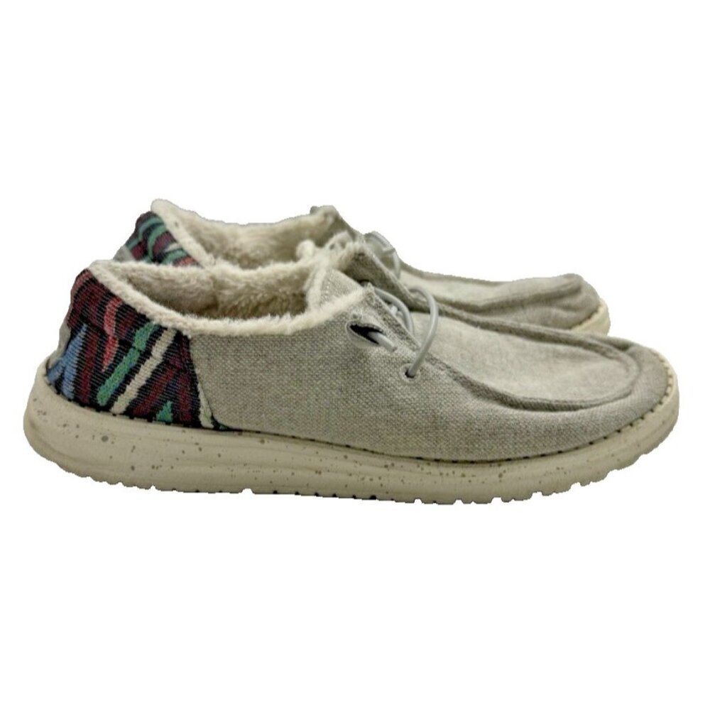 Hey Dude Wendy Funk Wool Grey Shoes Slip On Women's Size 7 US Western Aztec